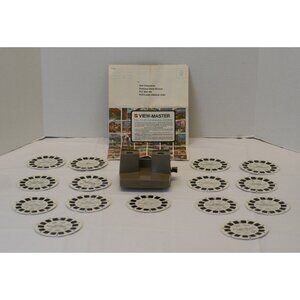 Vintage GAF View-Master Viewer + 15 Reels Lot Travel Disney USA Tested Working